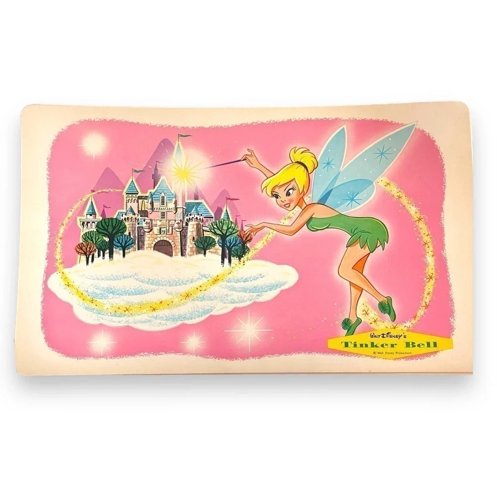 Set of 4 Peter Pan Tinker Bell 17x11 Placemat Walt Disney Castle Vintage 1960s